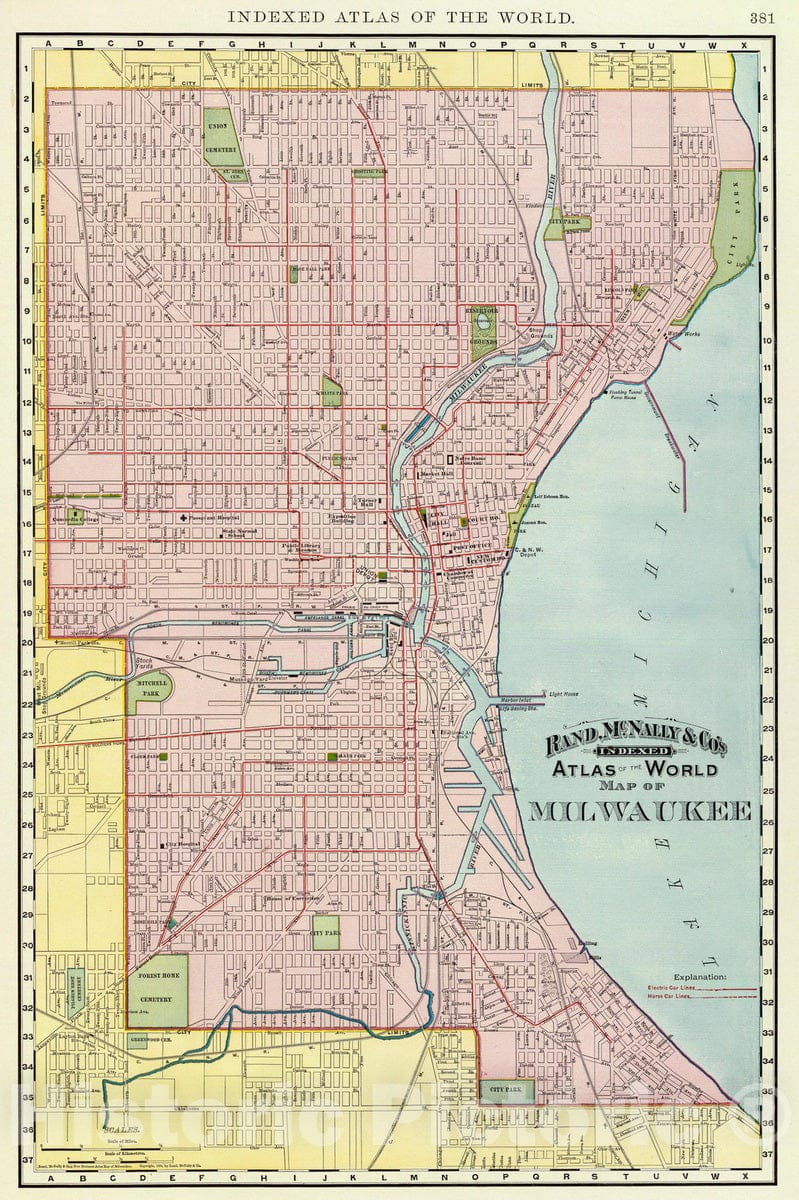 Historic Map : 1897 Milwaukee. - Vintage Wall Art