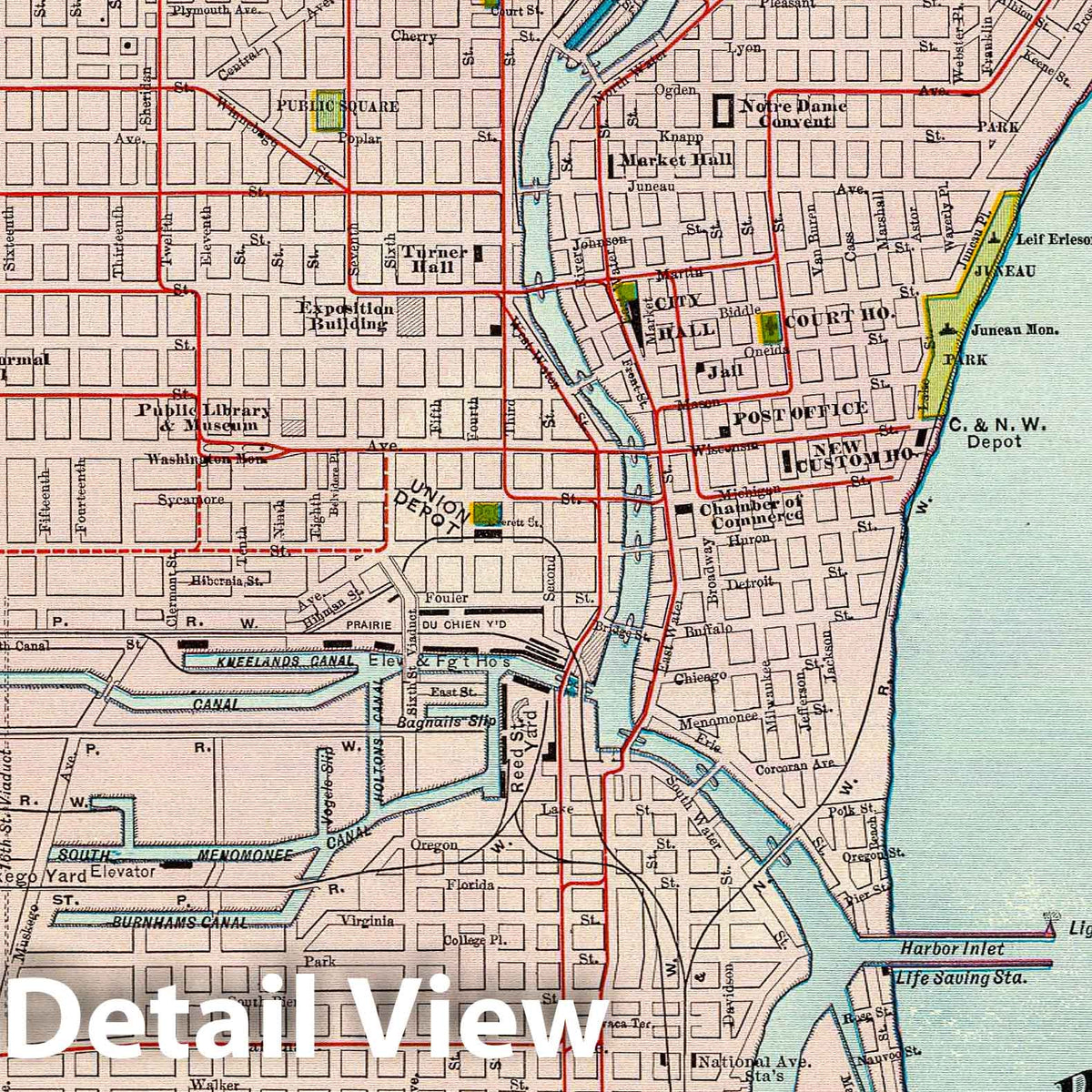 Milwaukee, 1897 - Historical Map Print from Rand McNally Atlas