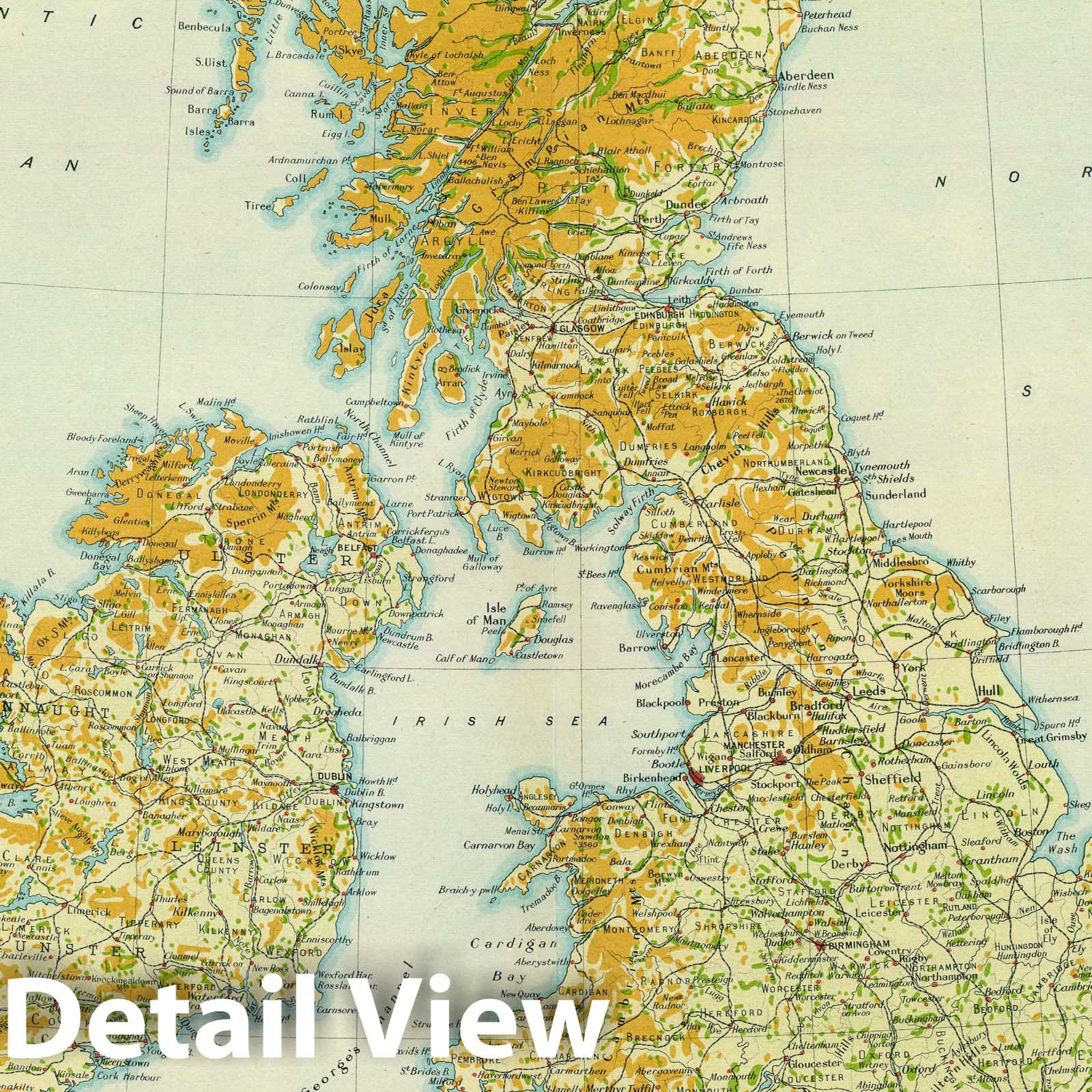 British Isles - Vegetation and Climate, 1922 - Historical Map Print