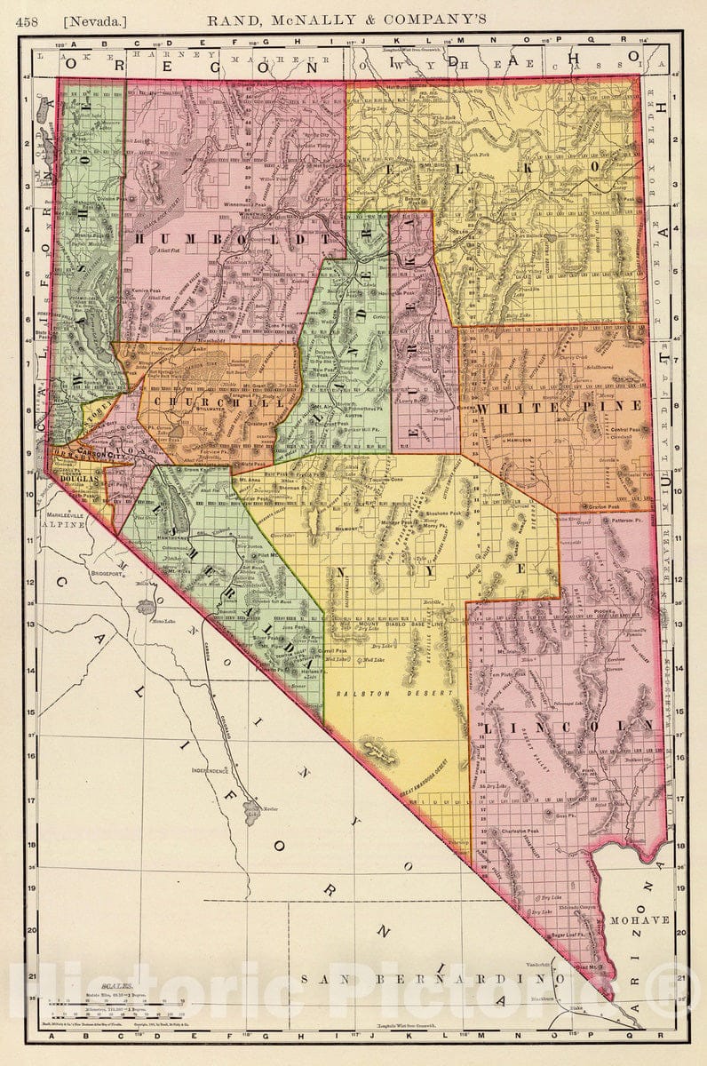 Historic Map : 1897 Nevada. - Vintage Wall Art