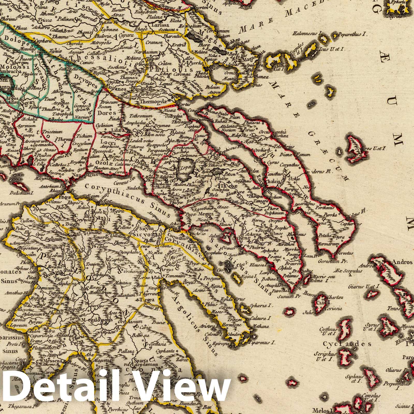 Ancient Greece - Postal Map, 1751 - Historical Map Reproduction