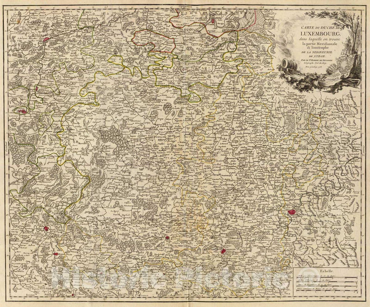 Historic Map : 1753 Luxembourg. - Vintage Wall Art