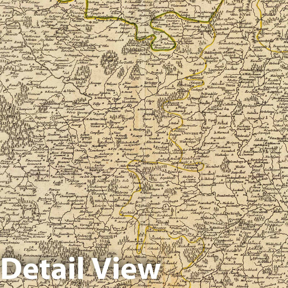 Duchy of Luxembourg and Liege - Postal Map, 1753 - Historical Map Print