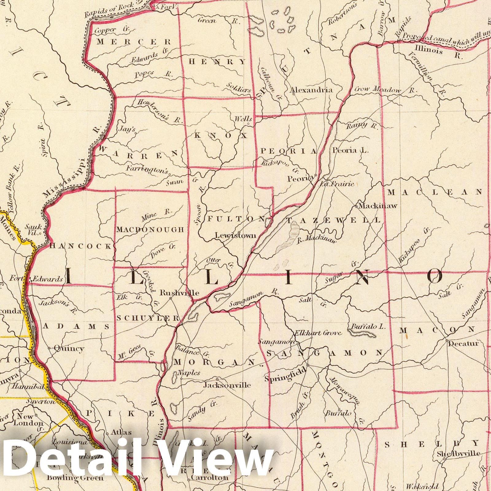 Missouri, Illinois, Indiana - Geologic Map, 1833 - Historical Map Print