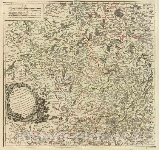 Historic Map : France, 1752 Bourgogne septentrionale. , Vintage Wall Art