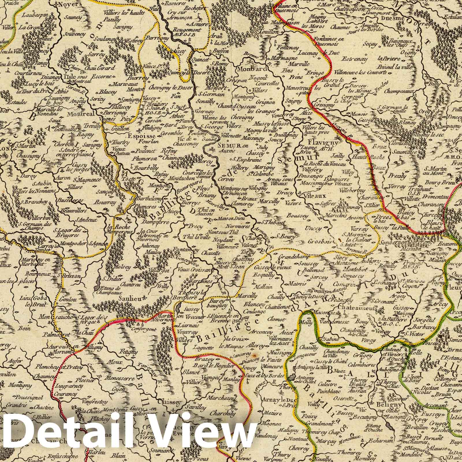 Northern Burgundy, France - Postal Map, 1752 - Historical Map Reproduction