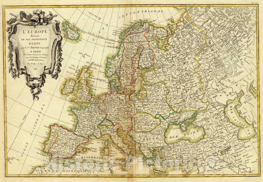 Historic Map : 1782 L'Europe. - Vintage Wall Art