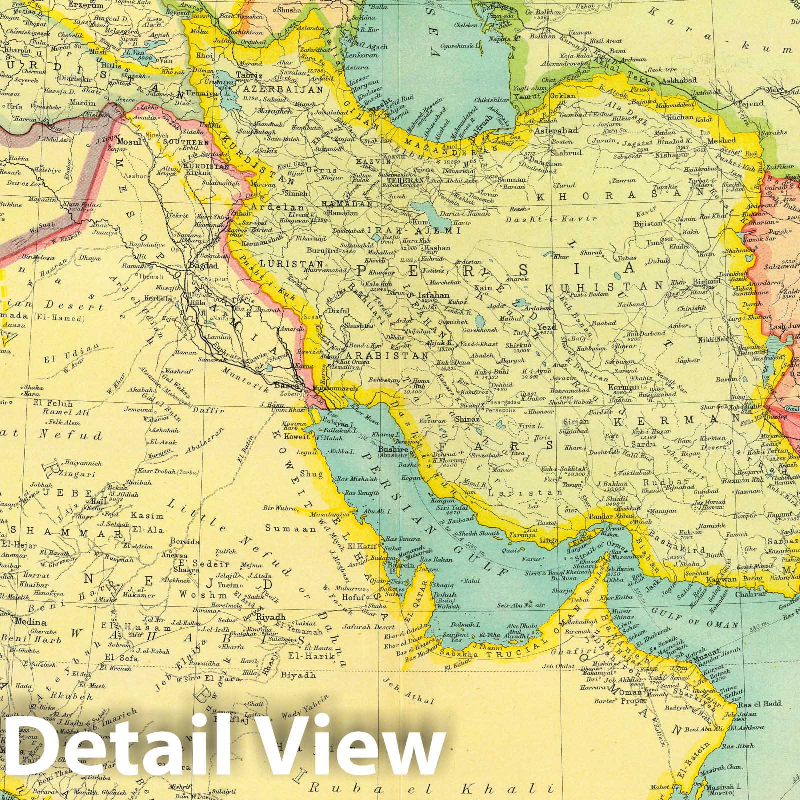 South-western Asia 1922 Historical Map Print - Times Atlas