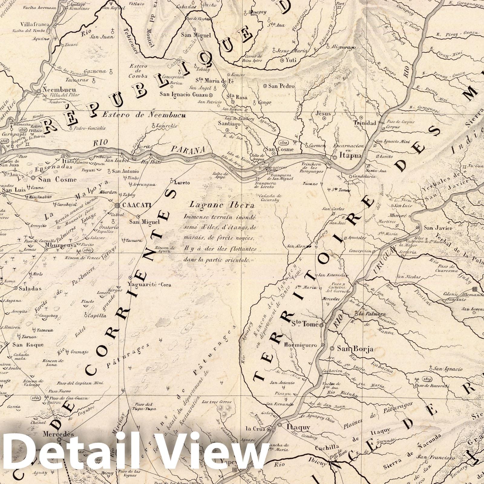 Historic Map : Argentina; Paraguay, Corrientes (Argentina : Province) 1873 Carte, Prov. de Corrientes, Terr. des Missions, pays adjacents. , Vintage Wall Art