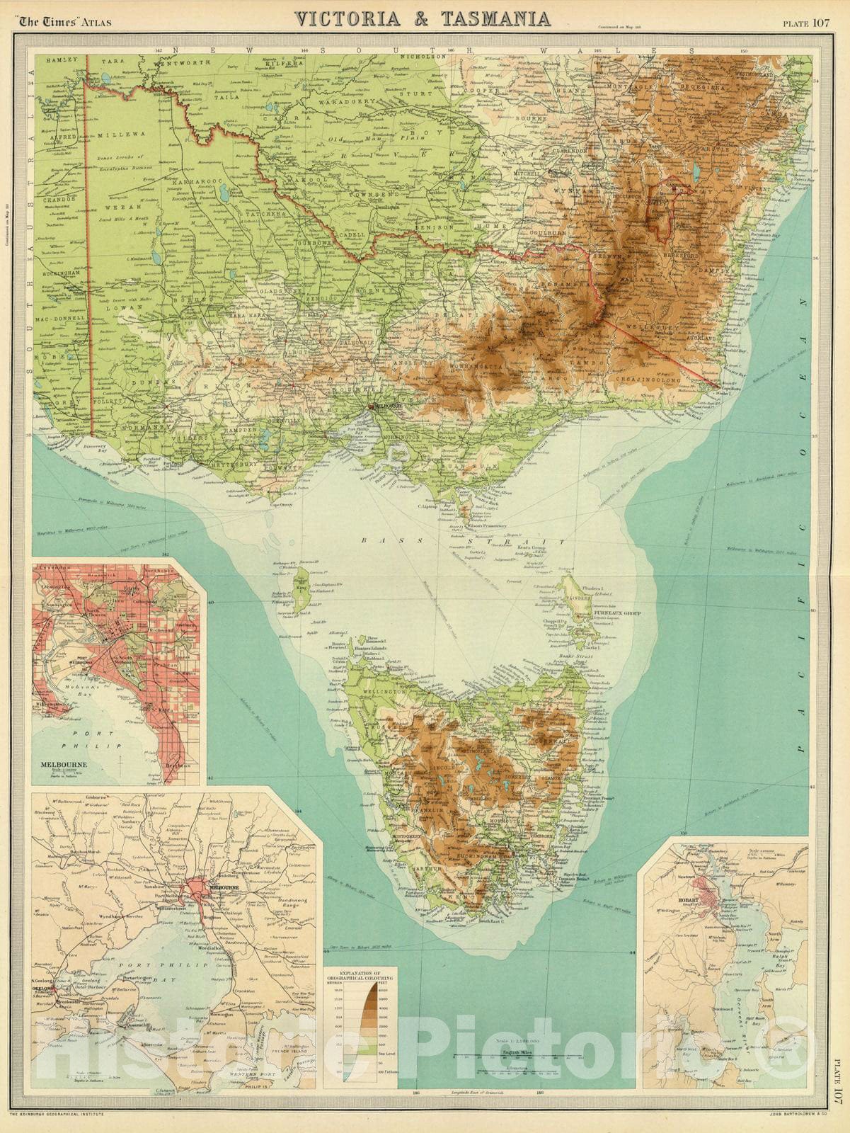 Historic Map : 1922 Victoria & Tasmania. - Vintage Wall Art
