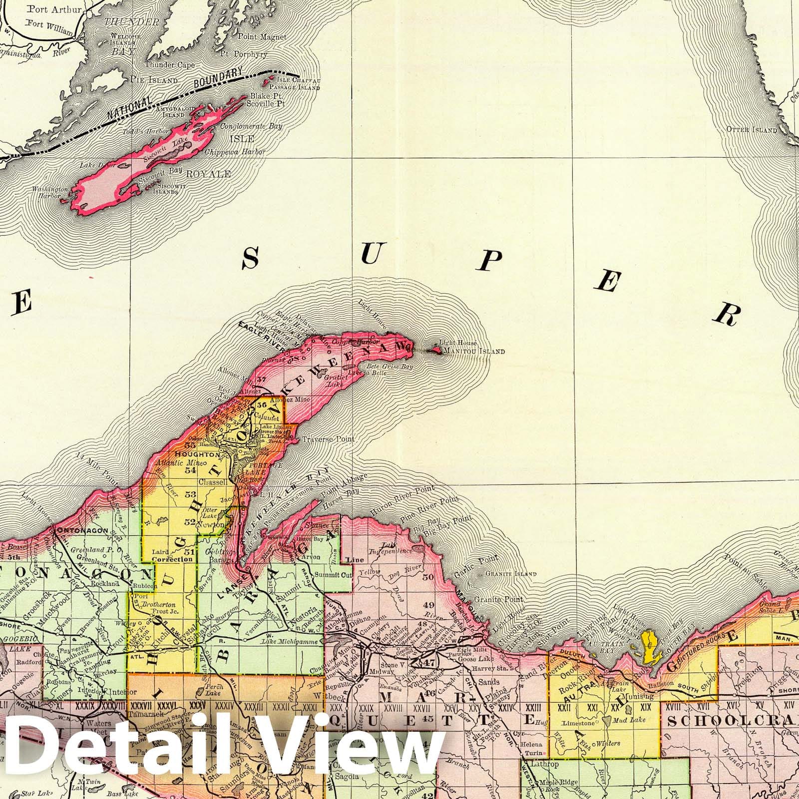 Northern Michigan 1897 - Rand McNally & Co. Historical Map Print