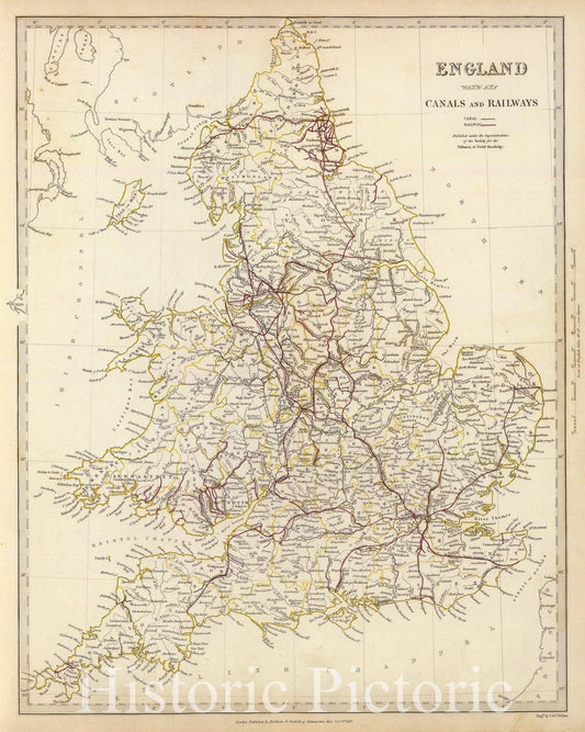 Historic Map : 1837 England canals, railways. - Vintage Wall Art