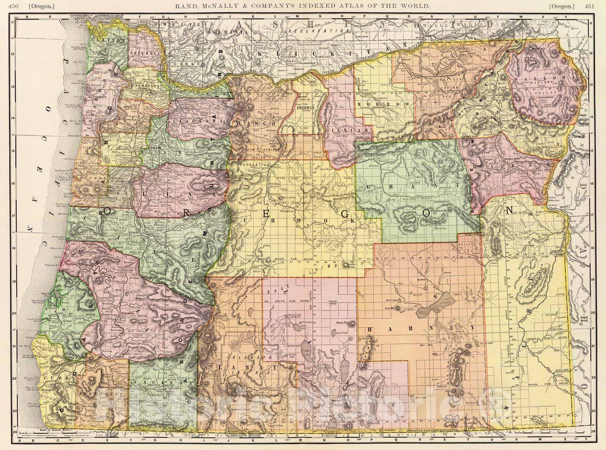 Historic Map : 1897 Oregon. - Vintage Wall Art