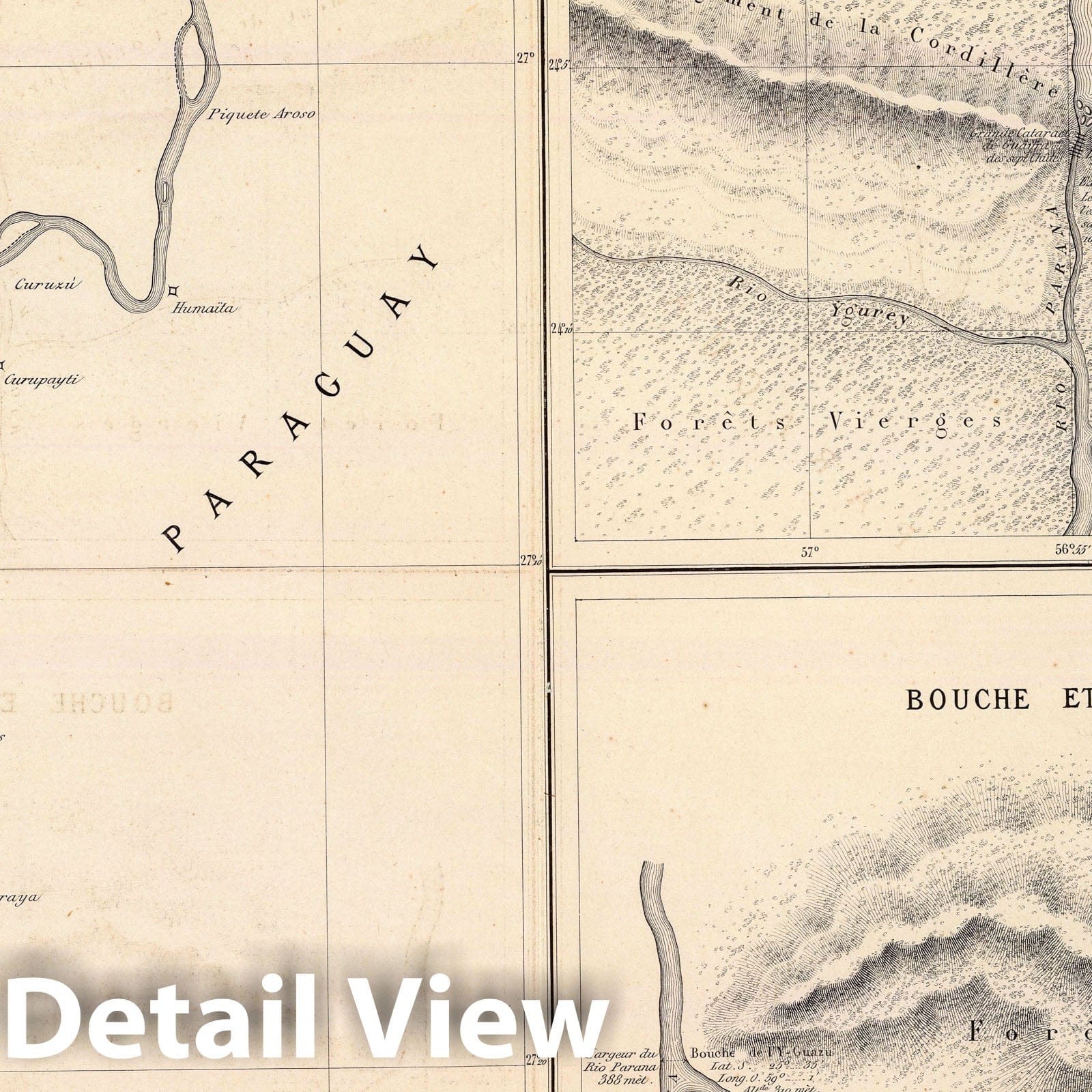 Paraguay River, Parana River, and Iguazu Falls, 1873 - Historical Map Print