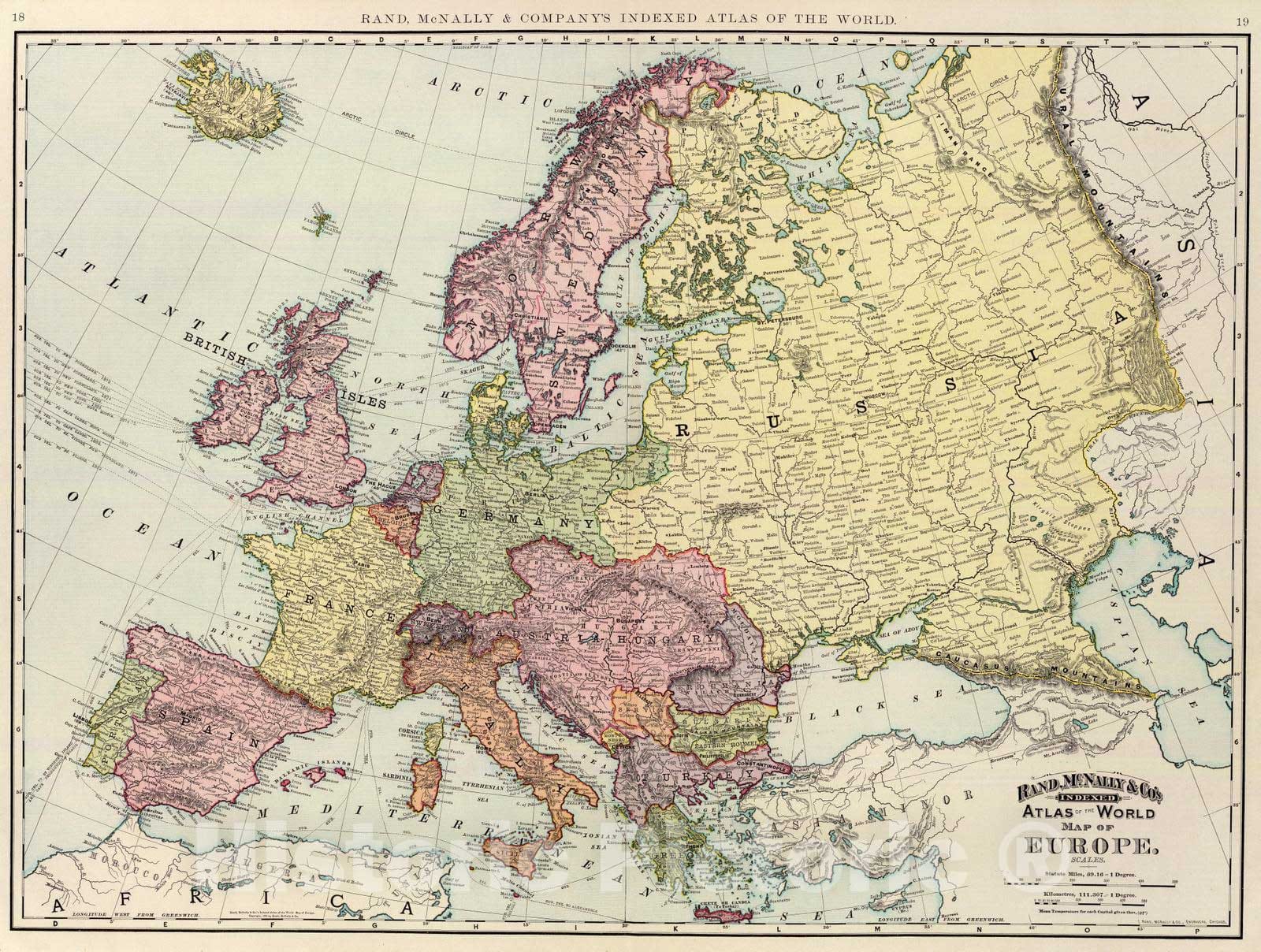 Historic Map : 1897 Europe. - Vintage Wall Art