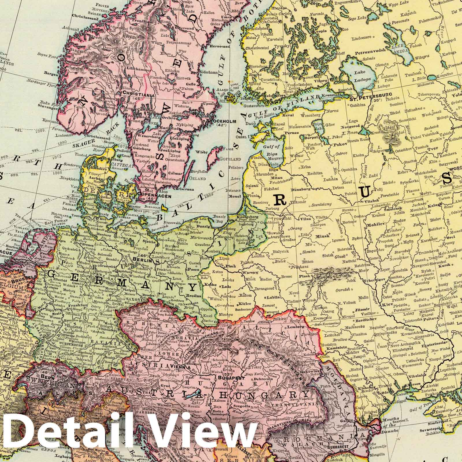 Europe, 1897 - Historical Map Print from Rand McNally Atlas