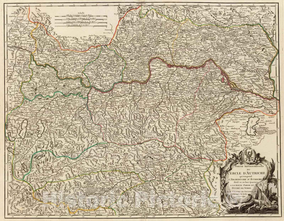 Historic Map : Austria, 1752 Autriche septentrionale. , Vintage Wall Art
