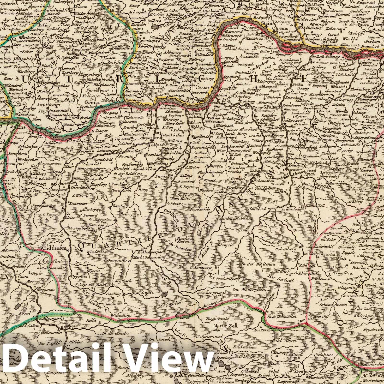 Northern Austria - Postal Map, 1752 - Vaugondy Atlas Plate Print