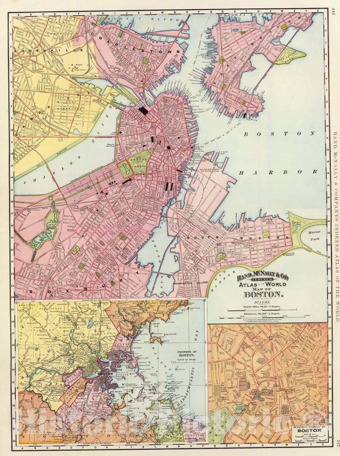 Historic Map : 1897 Boston. - Vintage Wall Art