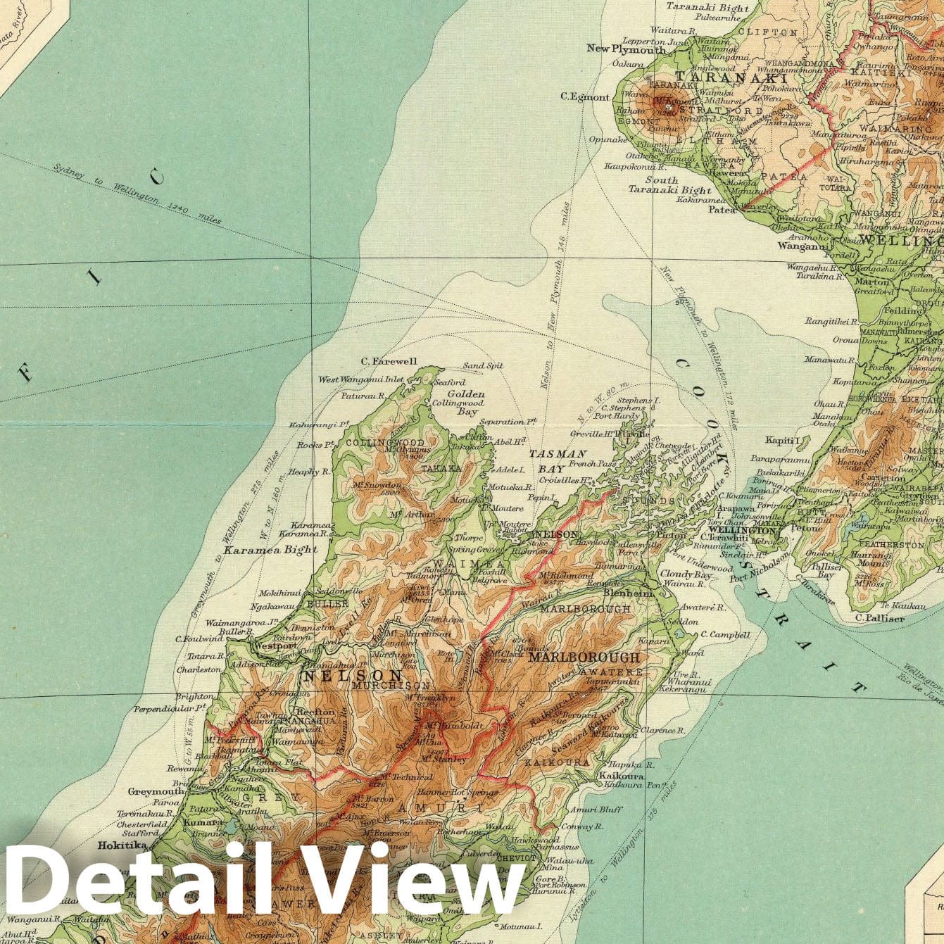 1922 New Zealand Survey Map with Regional Insets - Times Atlas Print