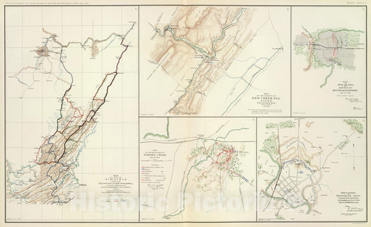 Historic Map : Military Atlas - 1895 Virginia, Averell routes. - Vintage Wall Art