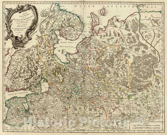 Historic Map : Estonia; Russia, 1753 Russie Europeenne sud. , Vintage Wall Art
