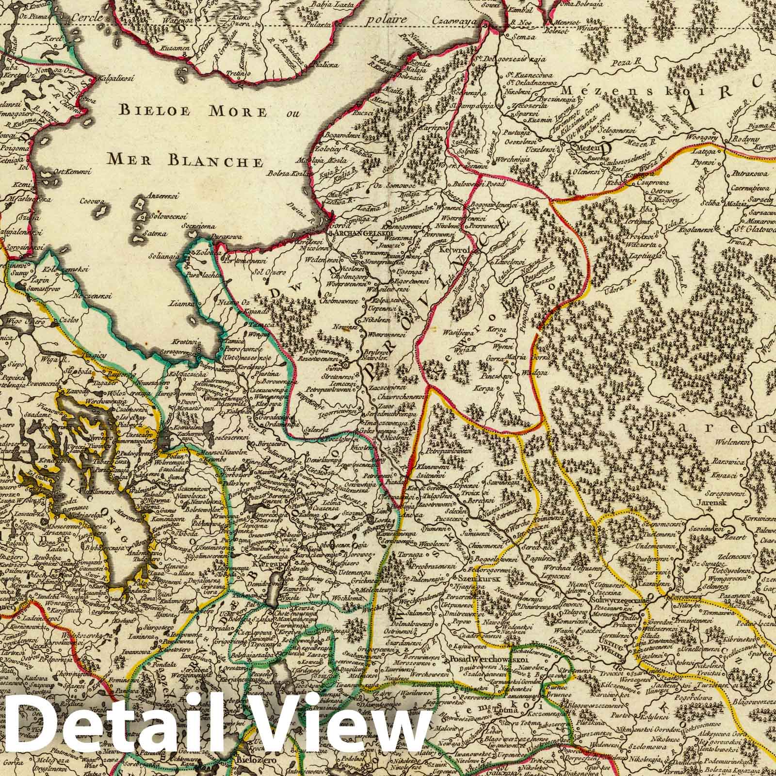 Northern European Russia - Postal Map, 1753 - Historical Map Print