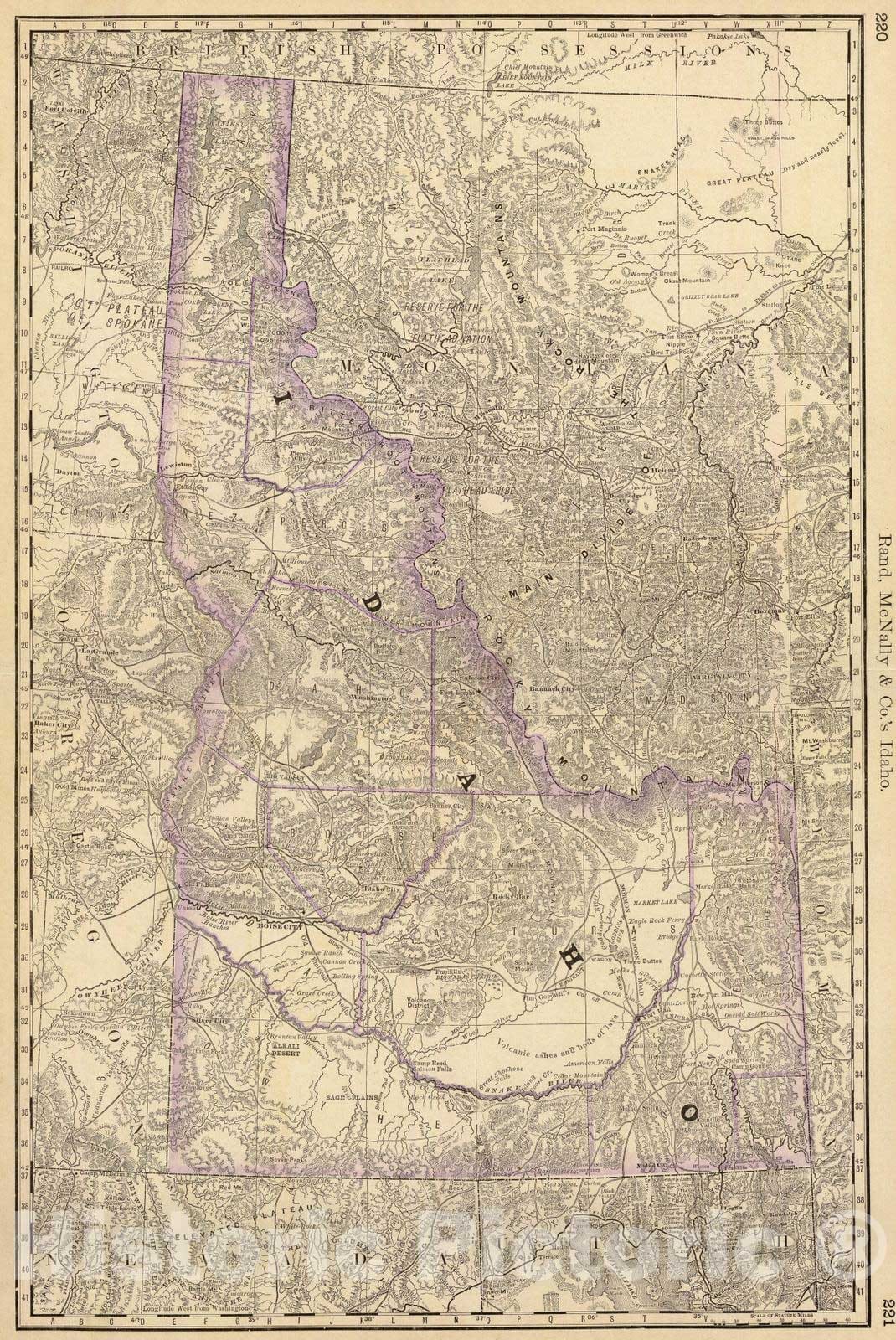Historic Map : National Atlas - 1879 Idaho. - Vintage Wall Art