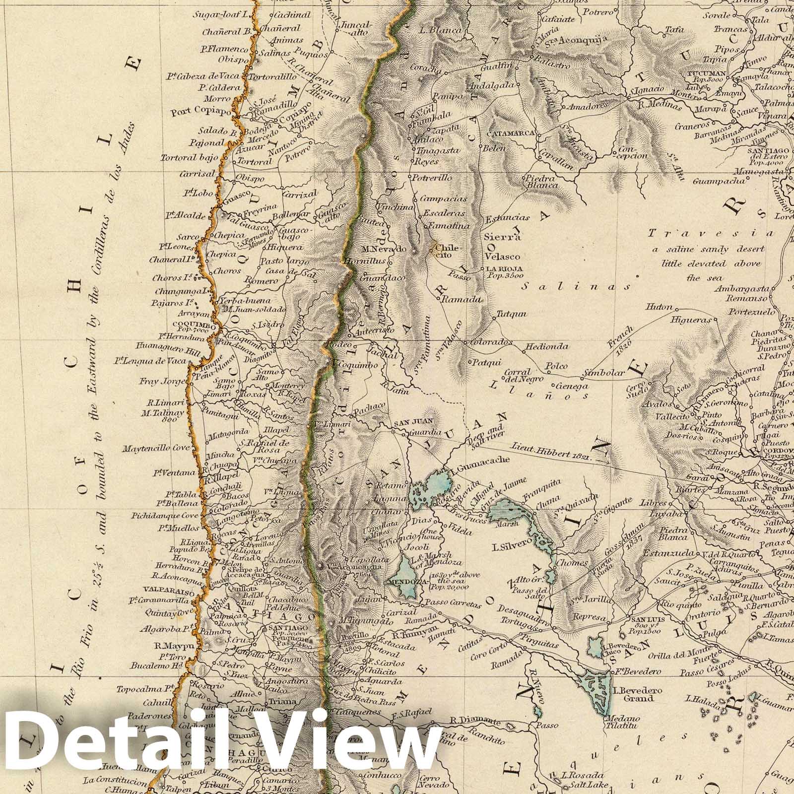 Argentina and Chile - Geologic Map, 1840 - Historical Map Print