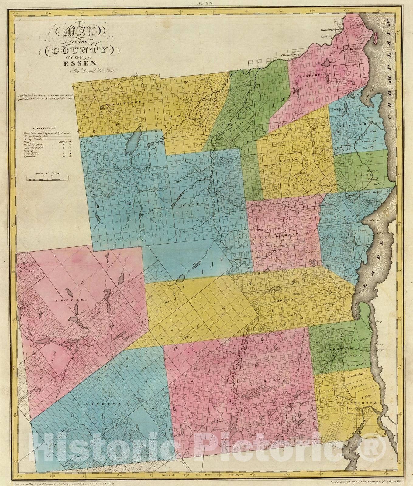 Historic Map : 1829 Essex County. - Vintage Wall Art