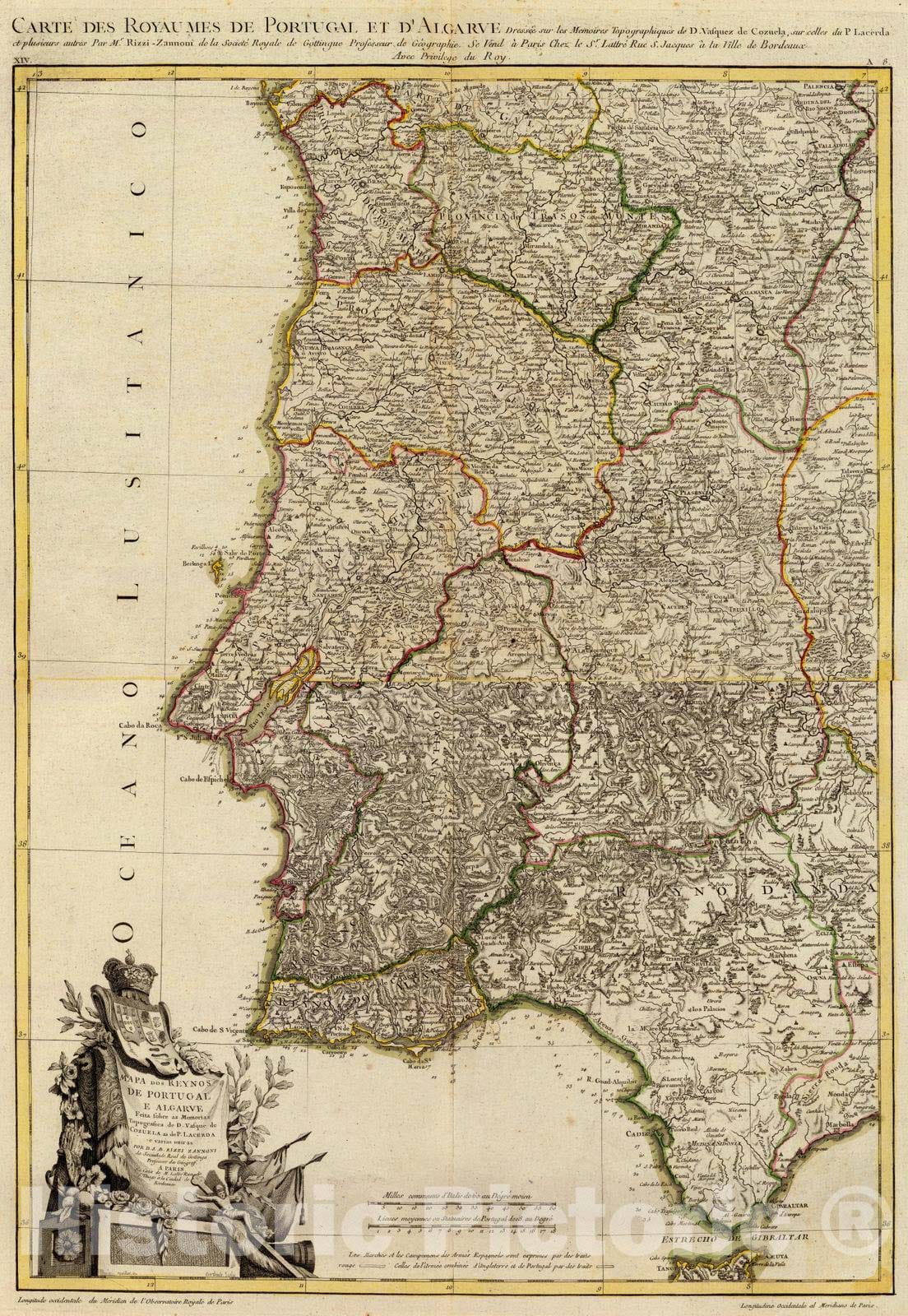Historic Map : 1780 Composite: Portugal, Algarve. - Vintage Wall Art