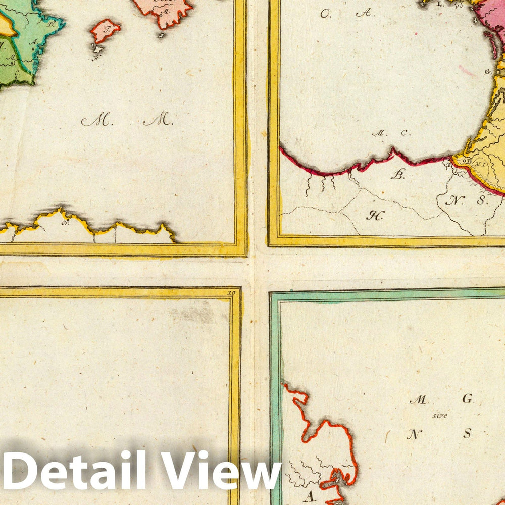 Historic Map : France; Spain, Benelux countries, Europe 1719 (Portugall, Spanien, Franckreich, Engeland, Schottland, Irrland, Niederlanden) , Vintage Wall Art