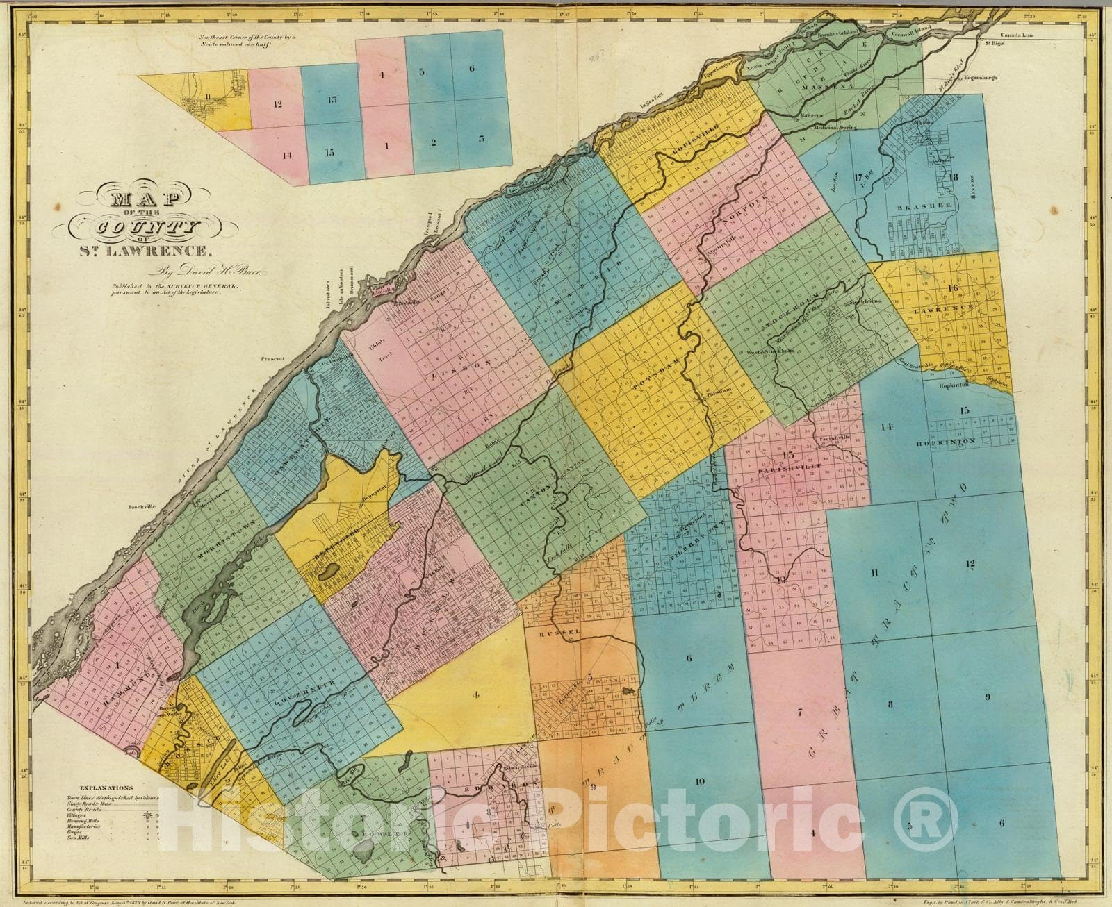 Historic Map : 1829 St. Lawrence County. - Vintage Wall Art