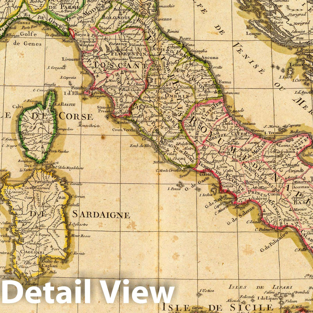 Historic Map : Italy, 1780 L'Italie. , Vintage Wall Art