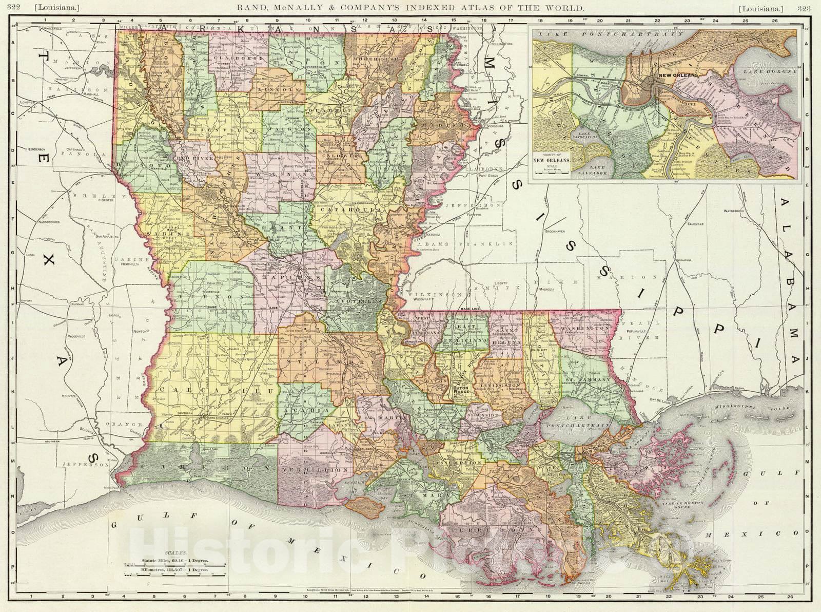 Historic Map : 1897 Louisiana. - Vintage Wall Art