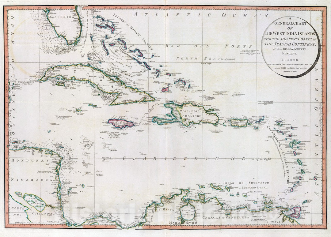 Historic Map : 1796 West India Islands. - Vintage Wall Art