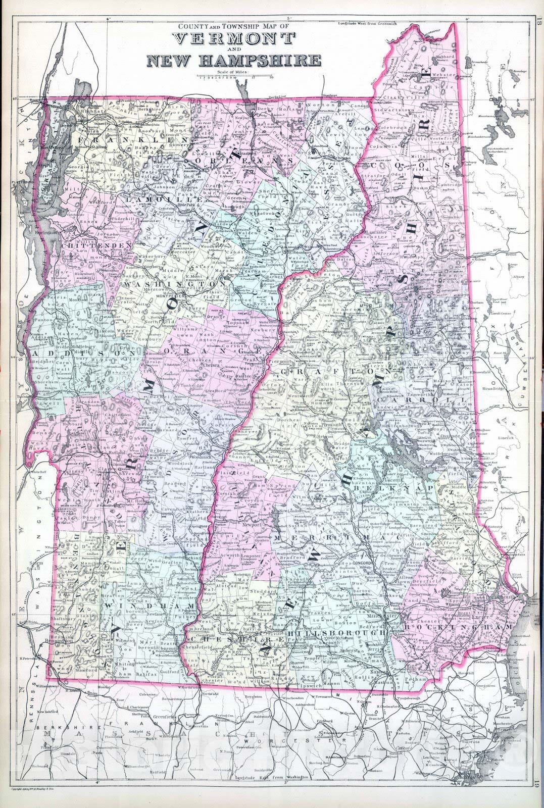 Historic Map : 1886 Vermont, N.H. - Vintage Wall Art