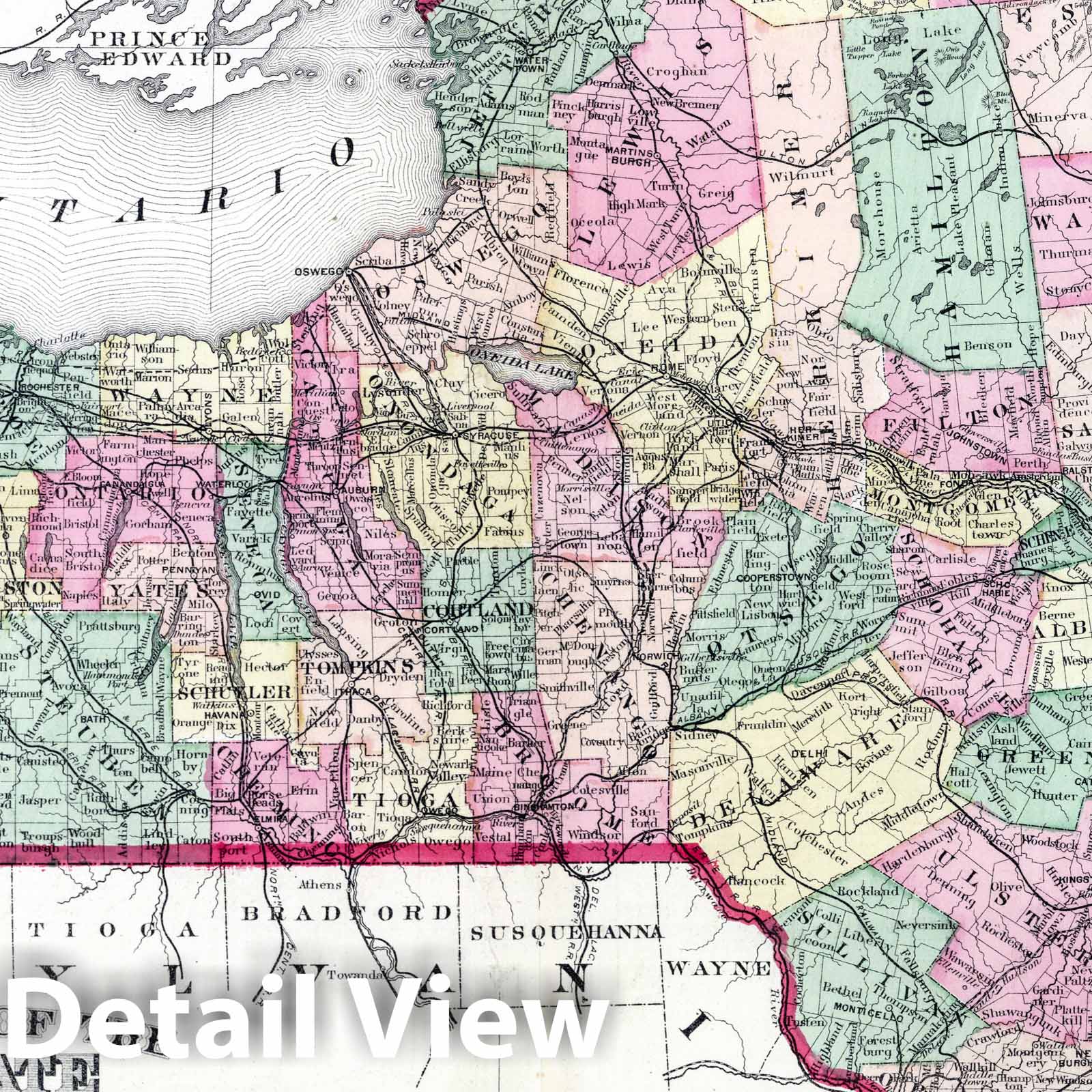 New York State - Property Map, 1873 - Historical Map Print