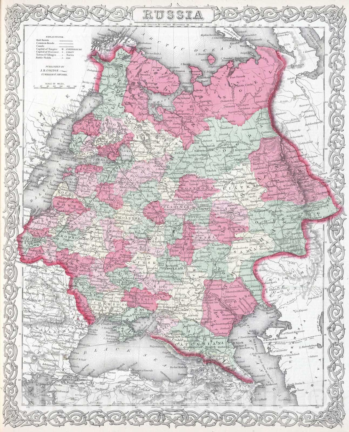 Historic Map : 1865 Russia. - Vintage Wall Art