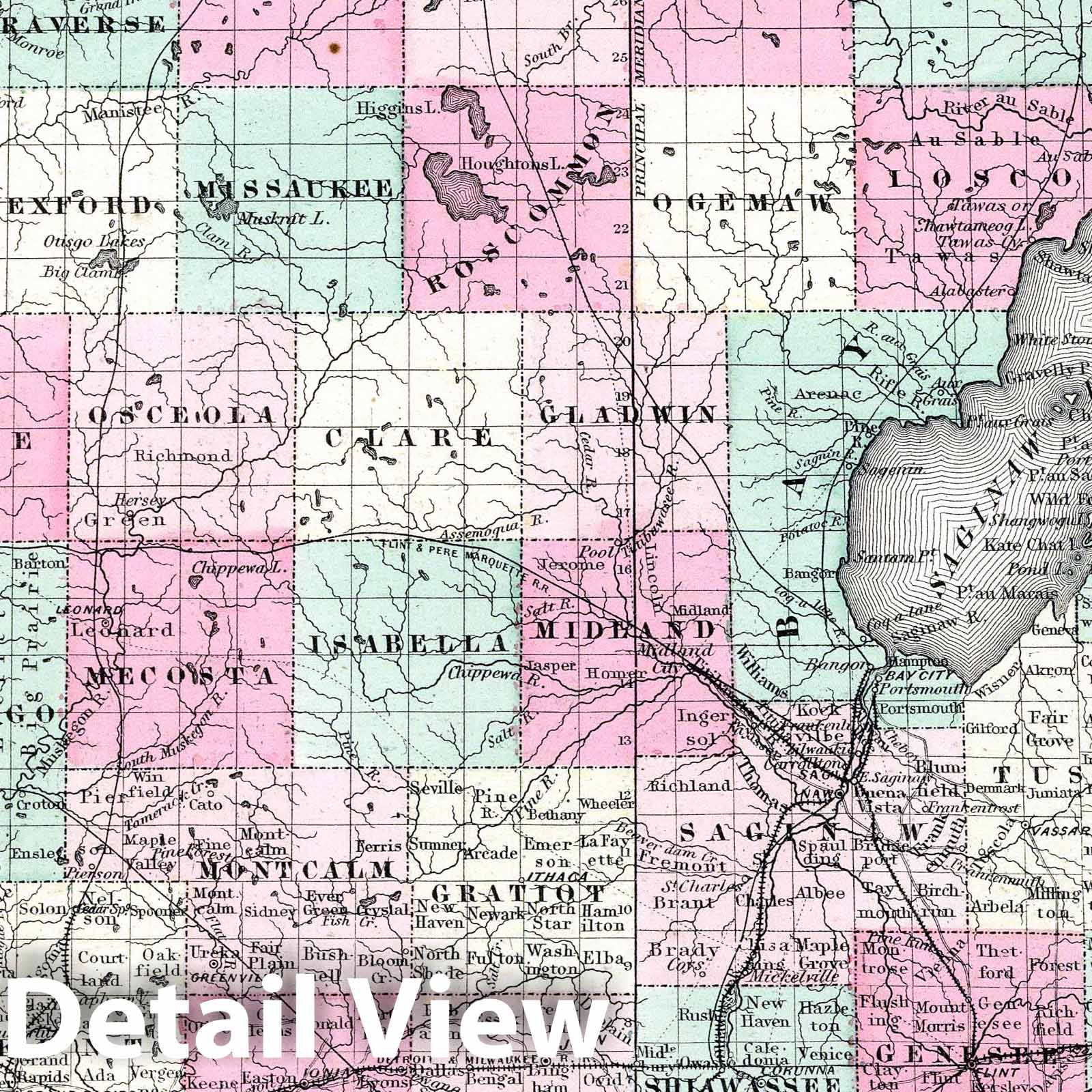 Michigan, 1869 - Historical Map Print from Colton's General Atlas