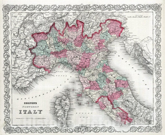 Historic Map : 1869 Northern Italy. - Vintage Wall Art