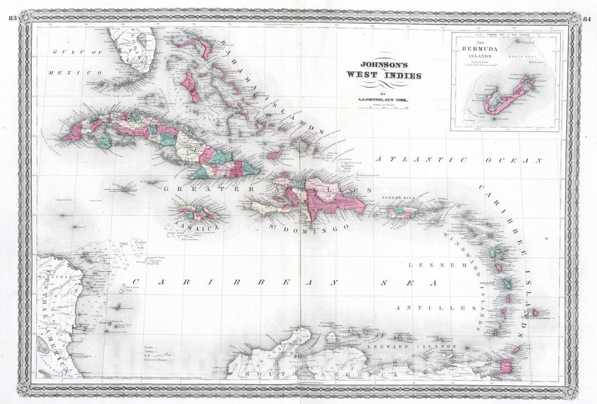 Historic Map : 1870 West Indies. - Vintage Wall Art
