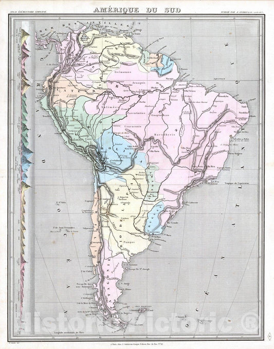 Historic Map : 1838 Amerique du Sud. - Vintage Wall Art