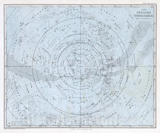 Historic Map : 1870 Der Sudliche Stern. Himmel. (Stars in the Southern Sky). - Vintage Wall Art