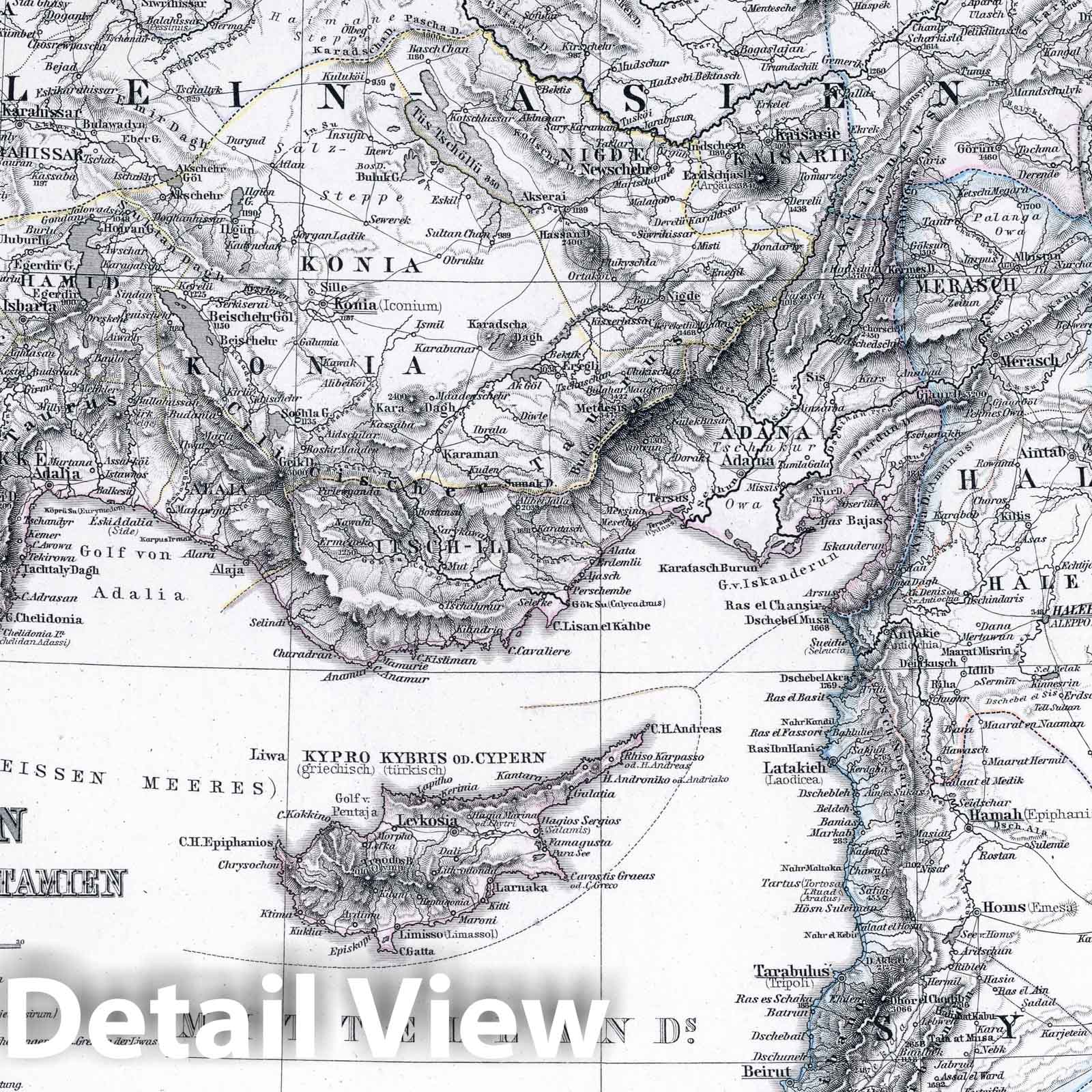 Asia Minor and Syria - Plate No. 60, 1873 - Historical Map Print