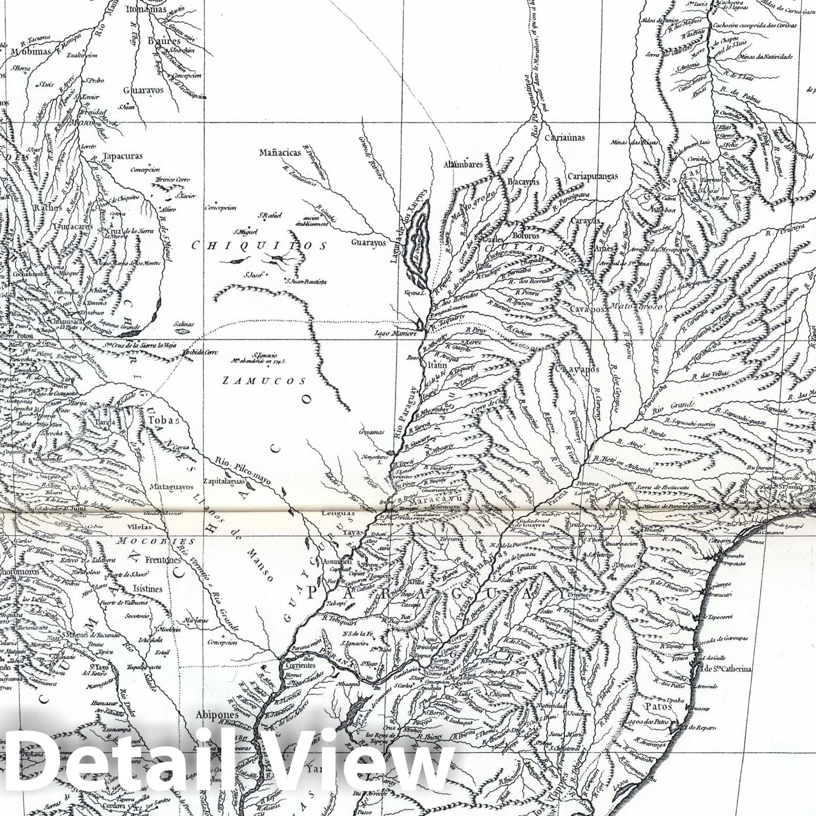 South America - Route Map, 1748 by D'Anville - Historical Map Print