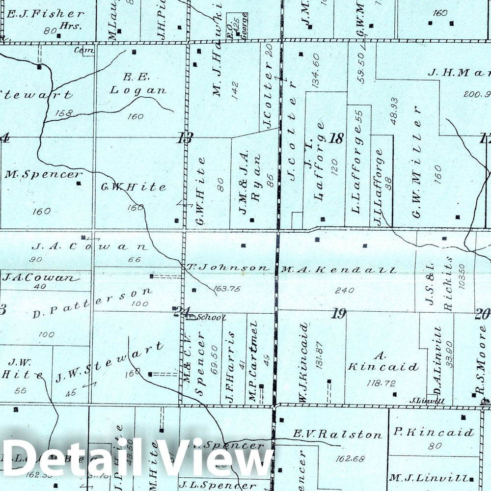 Historic Map : 1908 Richland Township, Rush County, Indiana. Falmouth. Ging Station. - Vintage Wall Art