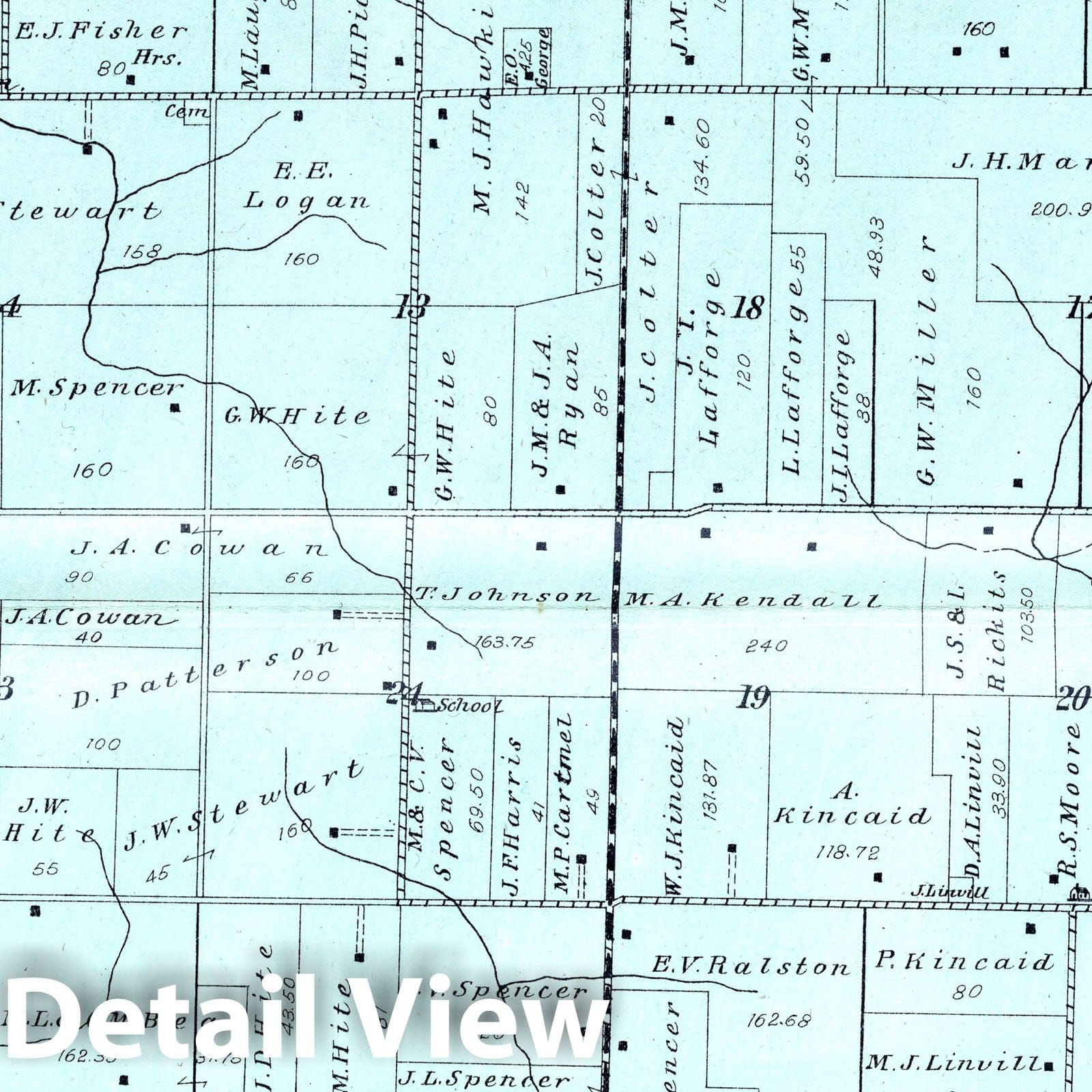 Richland Township, Rush County, Indiana 1908 Cadastral Map Print