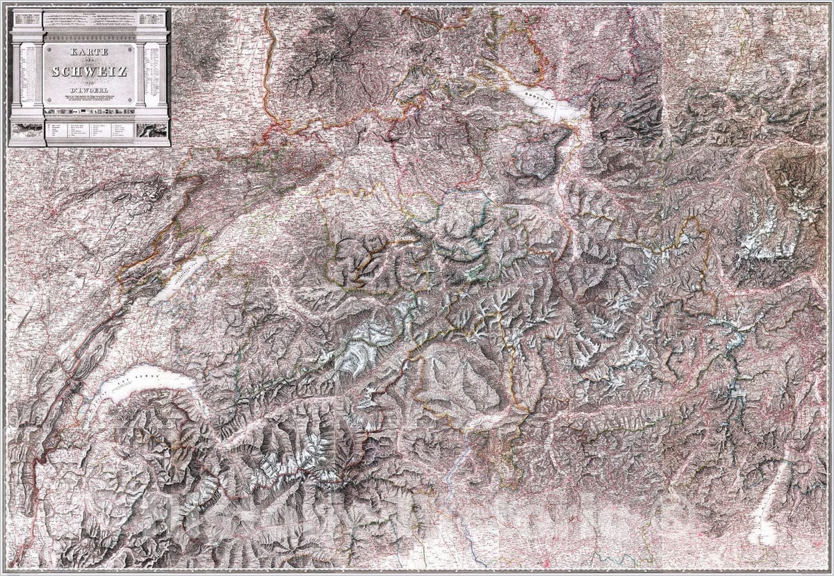 Historic Map : France, 1835 Composite: Sheets 1-20, Karte der Schweiz , Vintage Wall Art