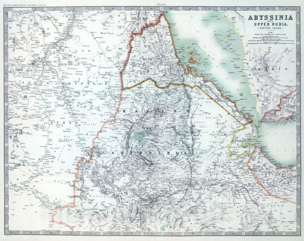 Historic Map : 1911 Upper Nubia and Abyssinia. - Vintage Wall Art